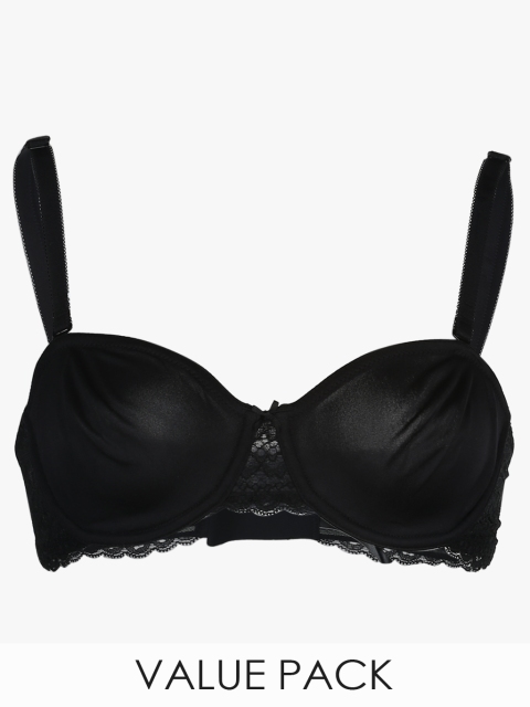 

Pack Of 2 Multicoloured Solid Non Wired-Padded Basic Bras, Multi