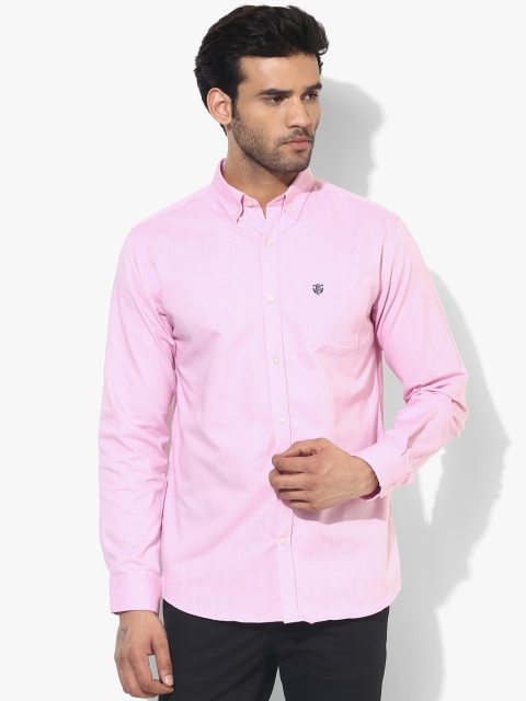 

Pink Solid Regular Fit Casual Shirt