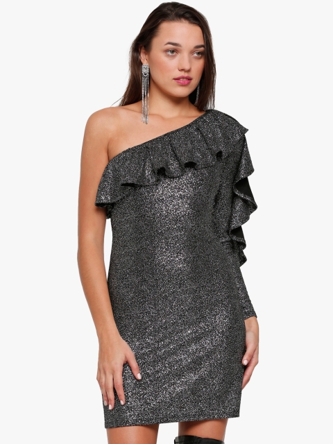 

Dark Grey Textured Shift Dress