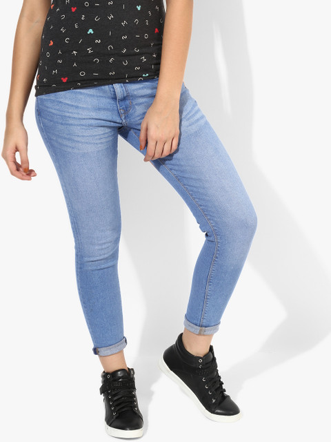 Blue Washed Mid Rise Regular Fit Jeans