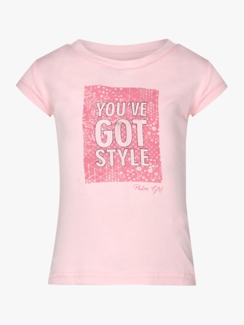 

Palm Tree Girls Pink Printed Round Neck Pure Cotton T-shirt