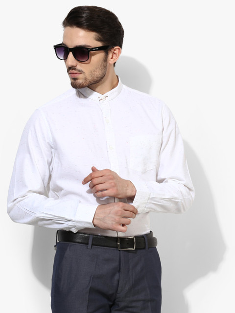 

White Printed Slim Fit Formal Shirt