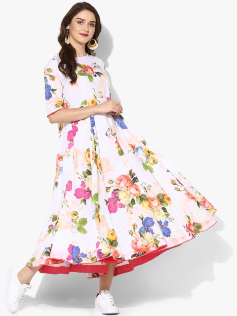 

Sangria Cream-Coloured Floral Print Anarkali Kurta