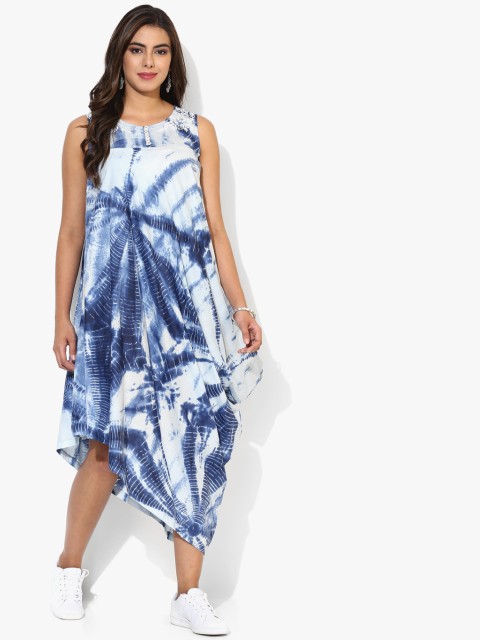 

Blue Indigo Printed Round Neck High-Low Tunic