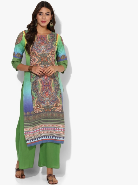 

Round Neck 3/4th Sleeves Printed Staright Kurta With Palazzo, Multi