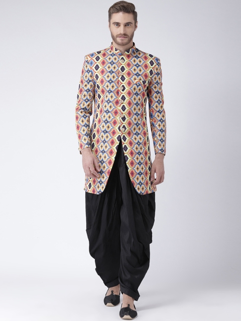 

Hangup Mens Multicoloured & Black Printed Sherwani Set, Multi