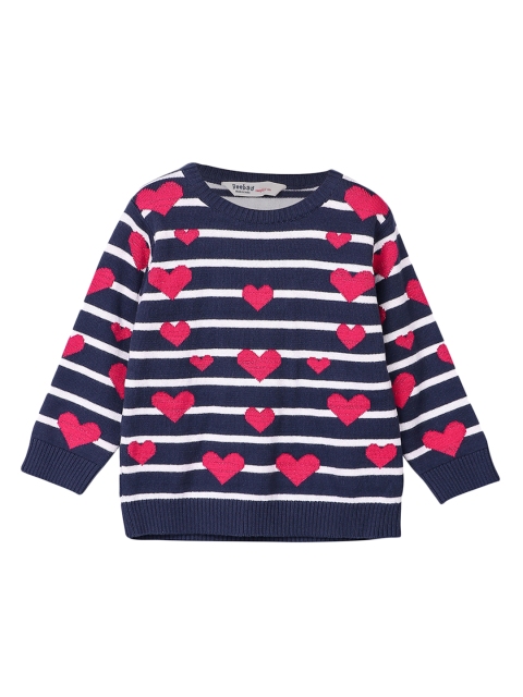 

Beebay Girls Navy Blue & White Striped Pullover