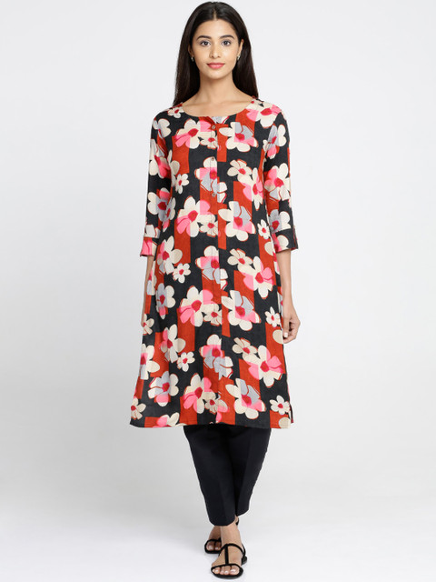 

Soch Women Black & White Printed Straight Kurta