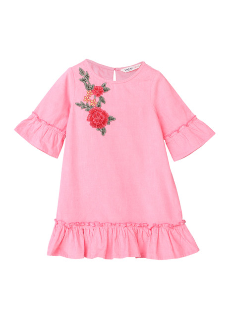 

Beebay Girls Pink Solid A-Line Dress