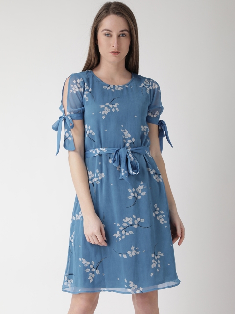 

The Vanca Women Blue Printed A-Line Dress