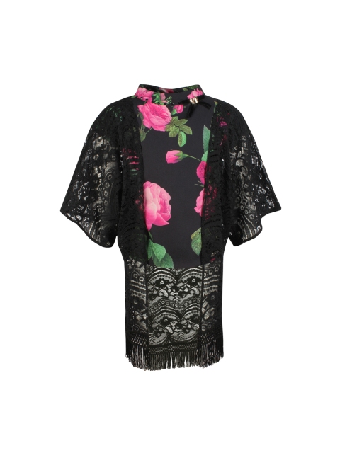 

CUTECUMBER Girls Black Printed Top
