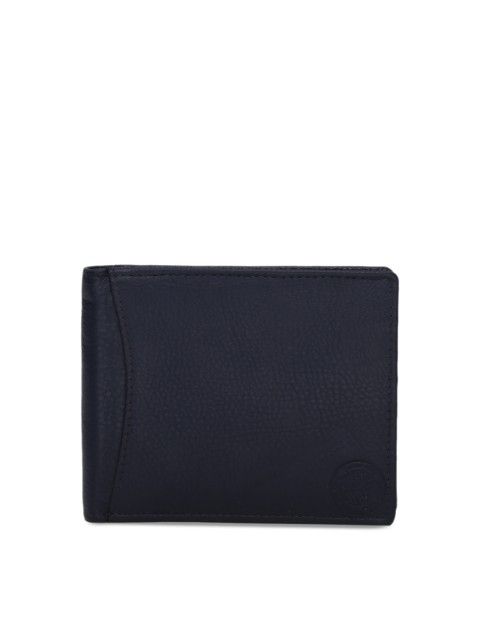 

STYLER KING Men Navy Blue Genuine Leather Solid Two Fold Wallet