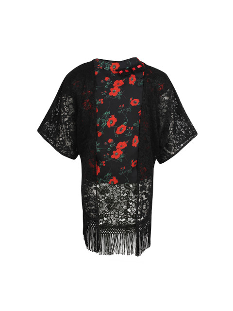

CUTECUMBER Girls Black & Orange Printed Top
