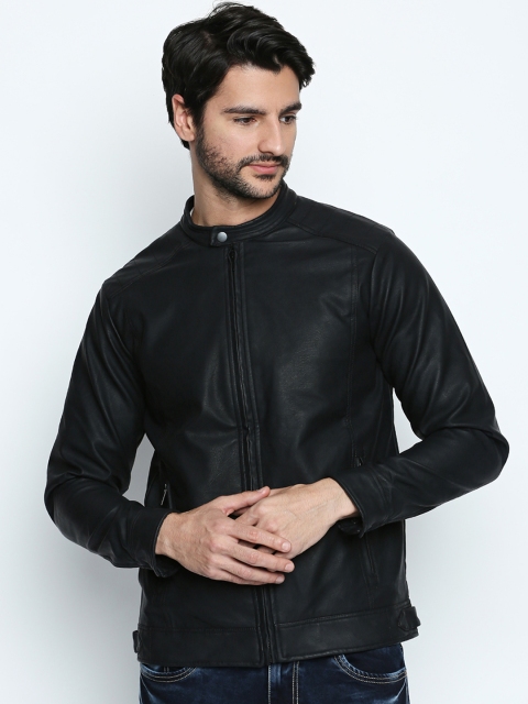 

SF JEANS by Pantaloons Men Black Solid Leather Jacket