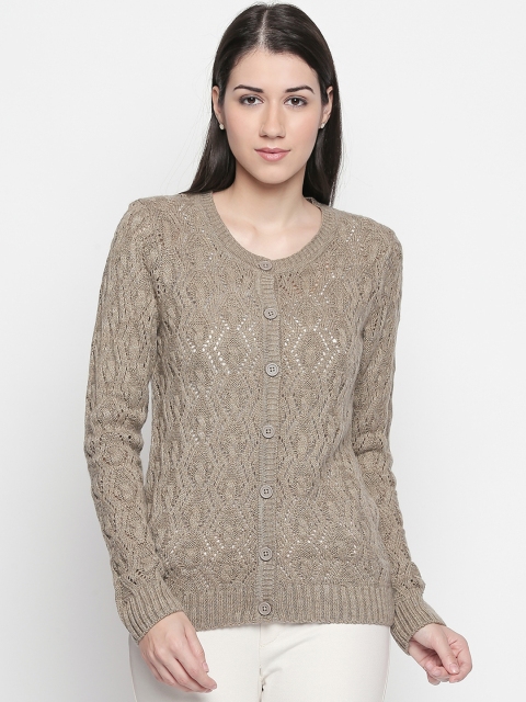 

RANGMANCH BY PANTALOONS Women Beige Solid Cardigan