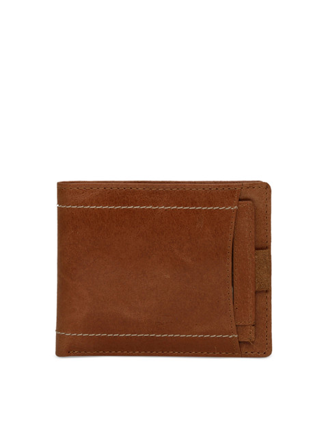 

STYLER KING Men Tan Genuine Leather Solid Two Fold Wallet