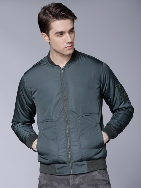 

LOCOMOTIVE Men Green Solid Padded Jacket