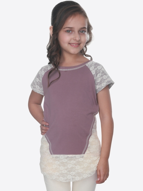 

CUTECUMBER Girls Mauve Self Design Top