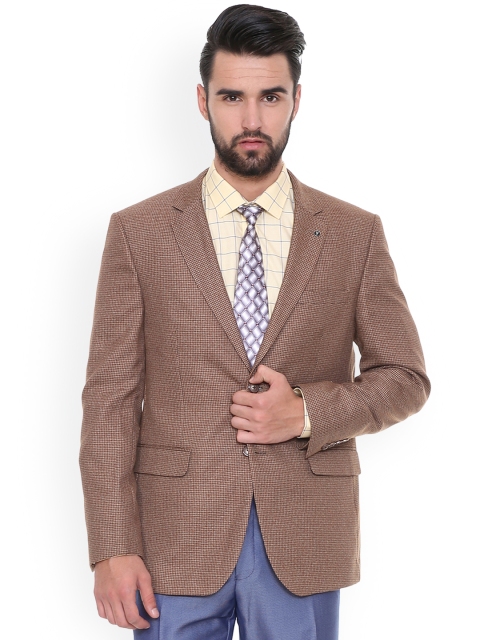 

Van Heusen Men Brown Self-Design Slim Fit Blazer
