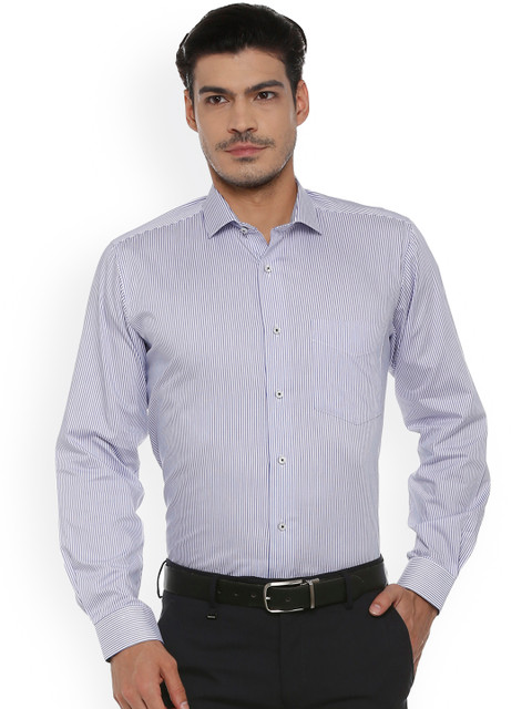 

Van Heusen Men Blue & Off-White Regular Fit Striped Formal Shirt
