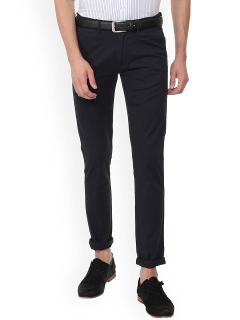 

Peter England Casuals Men Navy Blue Smart Slim Fit Solid Regular Trousers