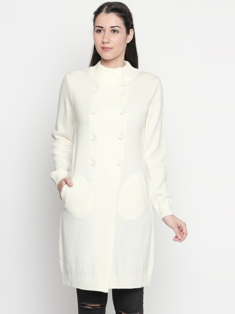 

RANGMANCH BY PANTALOONS Women Off-White Solid Tailored Jacket