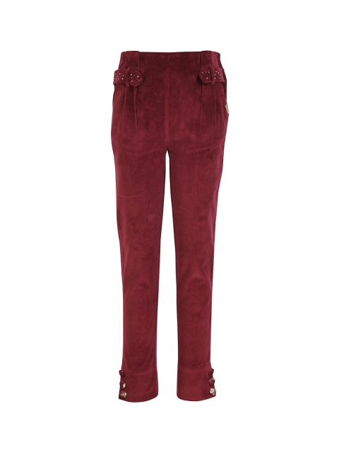 

CUTECUMBER Girls Maroon Smart Solid Regular Trousers