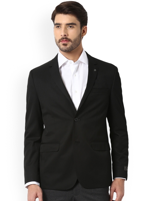 

Van Heusen Men Black Solid Single-Breasted Blazer