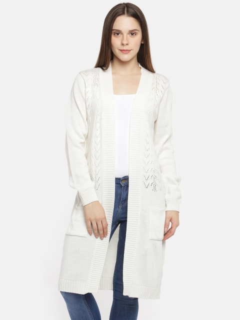 

RANGMANCH BY PANTALOONS Off-White Self Design Open Front Shrug