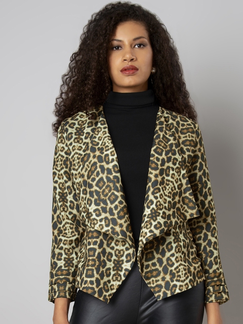 

FabAlley Brown Printed Waterfall Shrug