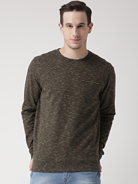 

Club York Men Olive Brown Solid Sweatshirt