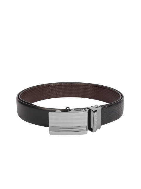 

CHRISTOPOLO Men Black & Brown Textured Reversible Genuine Leather Belt