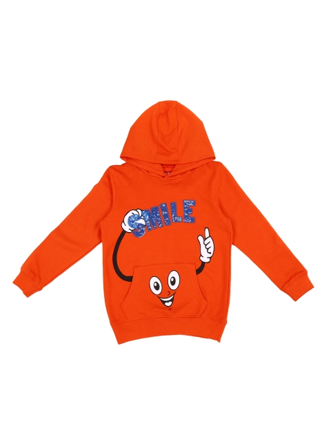 

CHALK by Pantaloons Boys Orange Printed Hooded Sequinned Sweatshirt