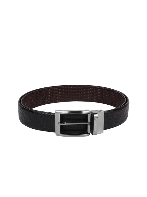 

CHRISTOPOLO Men Black & Brown Textured Reversible Genuine Leather Belt