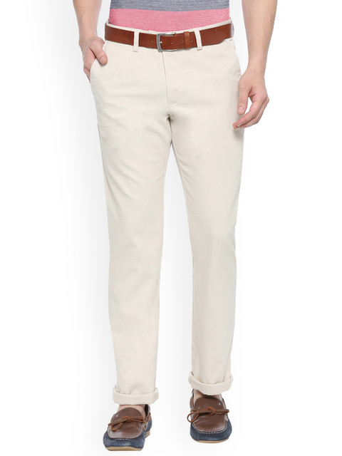 

Allen Solly Men Beige Regular Fit Self Design Regular Trousers