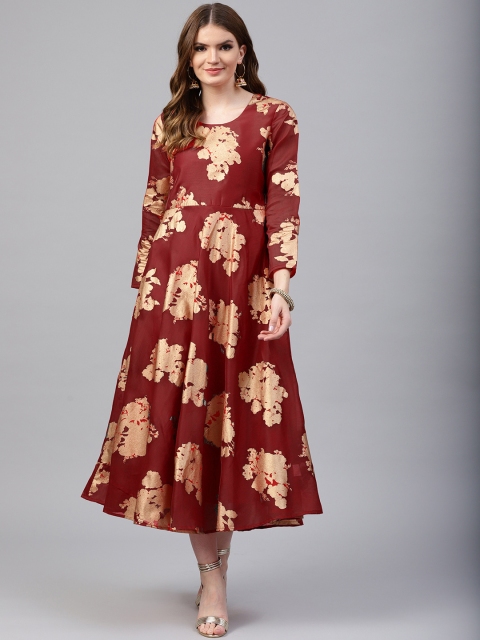 

Juniper Women Maroon Printed Fit and Flare Dress