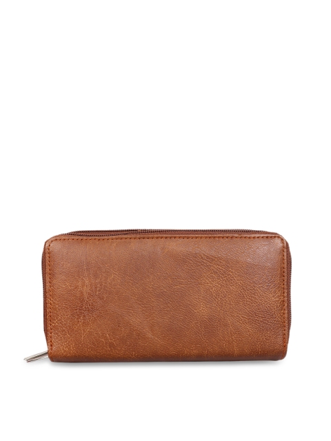 

Anekaant Women Brown Solid Zip Around Wallet