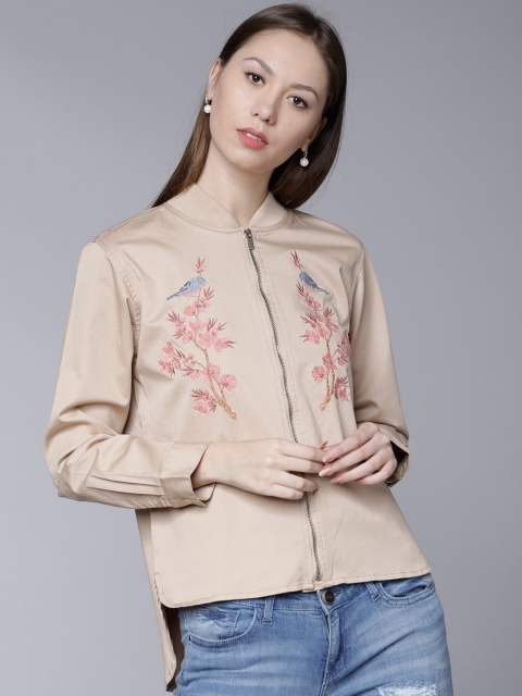 

Tokyo Talkies Women Beige Solid Bomber