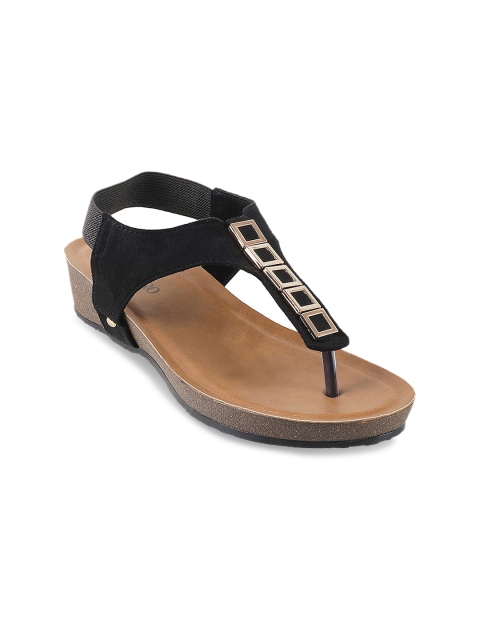 

Metro Women Black Solid Synthetic T-Strap Flats