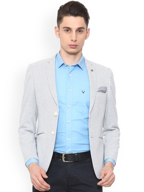 

Solly Sport Men Grey Slim Fit Single-Breasted Self Design Formal Pure Cotton Blazer