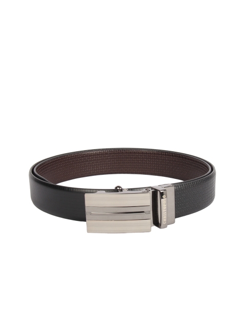 

CHRISTOPOLO Men Black & Brown Textured Reversible Genuine Leather Belt