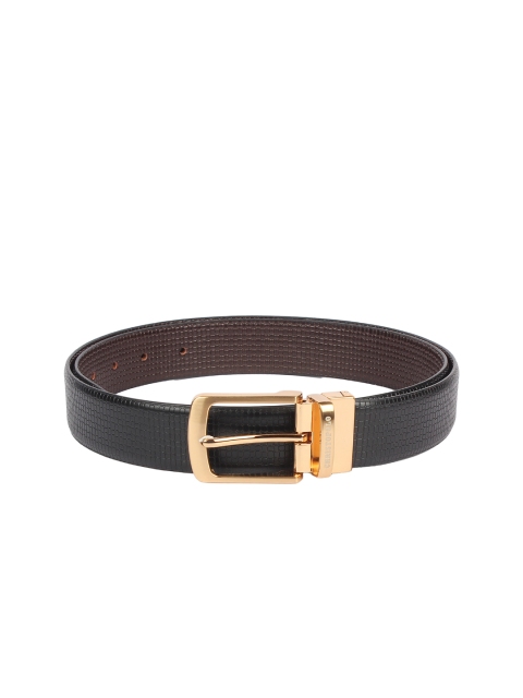 

CHRISTOPOLO Men Black & Brown Textured Reversible Genuine Leather Belt
