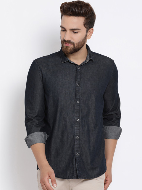 

Richlook Men Grey Slim Fit Solid Casual Reversible Shirt