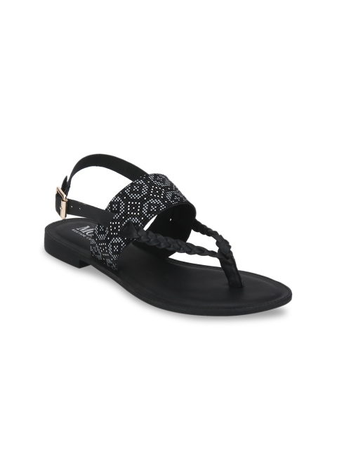 

Mode by Red Tape Women Black Printed Synthetic T-Strap Flats