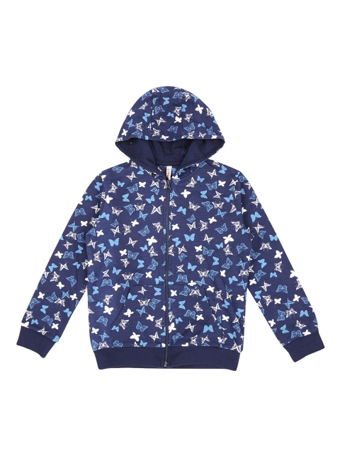 

CHALK by Pantaloons Girls Navy Blue Printed Hooded Sweatshirt