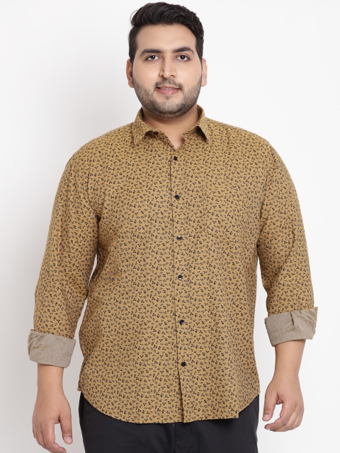 

John Pride Plus Size Men Brown Regular Fit Printed Casual Shirt