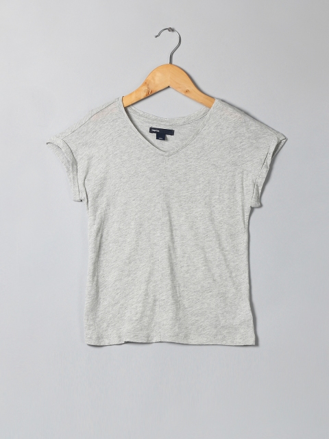 

GAP Girls' Seam V-Neck Top, Grey