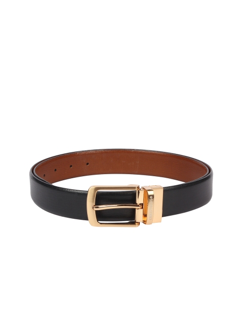 

CHRISTOPOLO Men Black & Tan Leather Solid Belt