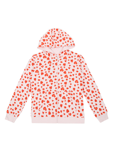 

CHALK by Pantaloons Girls Pink & Red Printed Hooded Sweatshirt