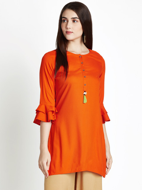 

AKKRITI BY PANTALOONS Orange Solid Tunic
